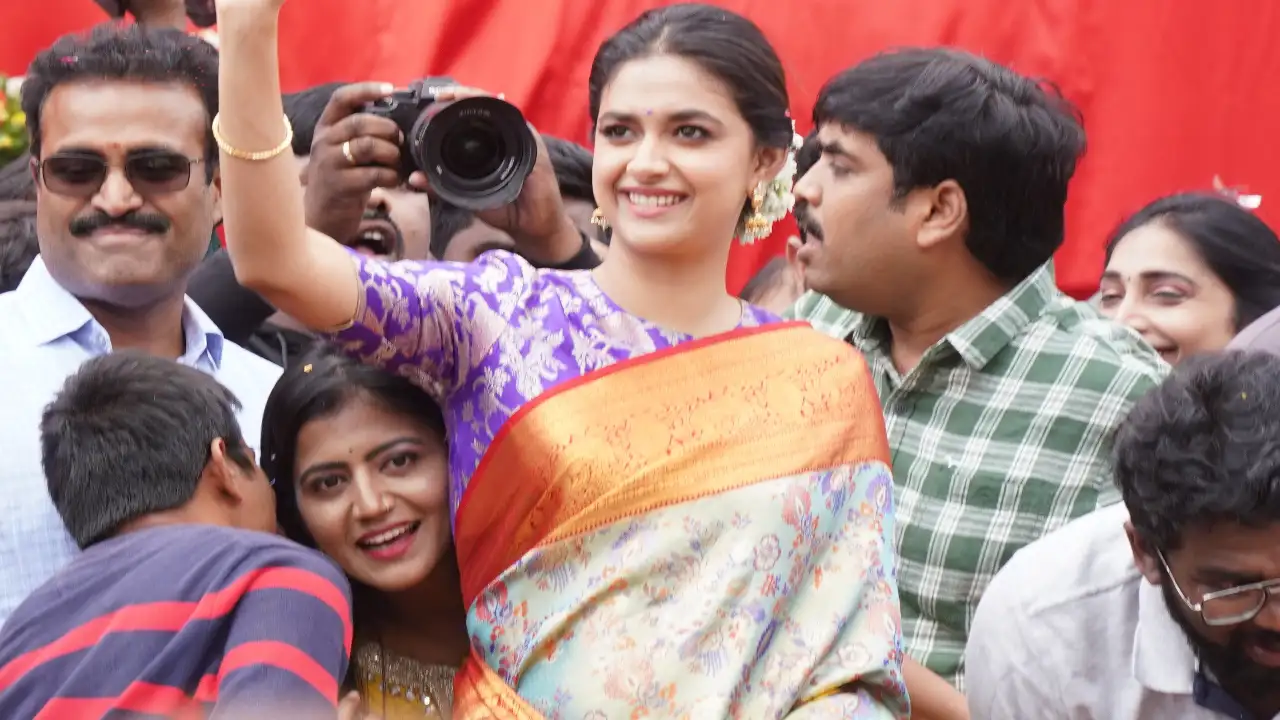 Keerthy Suresh in saree for an event Keerthy Suresh